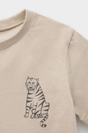 Пижама для мальчика Crockid К 1529 темно-бежевый, тигры