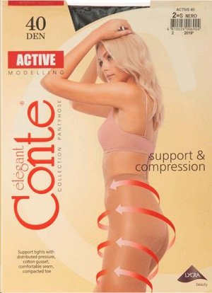 Conte Active колготки с массажн.эффект. 40 den nero р.2 1 шт / 10шт / 006924