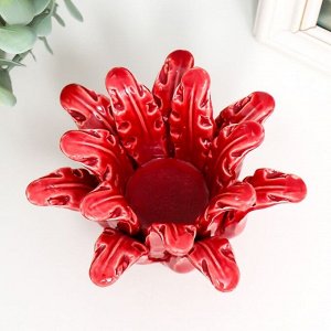 Подсвечник керамика на 1 свечу "Руккола" d-4,2 см красный 14х13х9 см