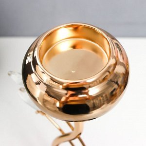 Подсвечник металл, стекло на 1 свечу "Паола" d-5 см, золото 11,5х11,5х32,5 см