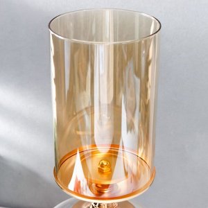 Подсвечник металл, стекло на 1 свечу "Изящный кубок" золото 42х17х17 см