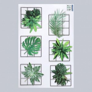 Наклейка пластик интерьерная цветная "Пальмовые листья на сетке" 60Х90 см