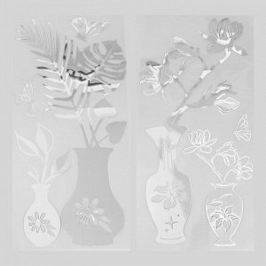 Наклейка интерьерная зеркальная "Вазы с цветами" МИКС 31,5Х62 см