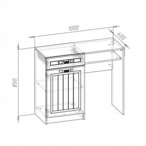 Стол туалетный Лена-2, 1000х400х850, Белый/Белый глянец
