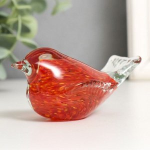 Сувенир стекло в стеклокрошку "Птичка красная" 10х5,5х5 см