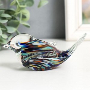 Сувенир стекло в стеклокрошку "Птичка разноцветная" 10х6х5 см