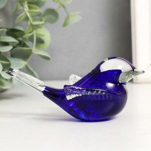 Сувенир стекло в стеклокрошку "Птичка" 11х6,5х5 см синий