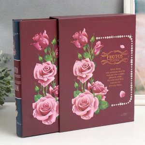 Фотоальбом на 200 фото 13х18 см "Веточка с розами" в коробке МИКС 29,5х23х5,5 см