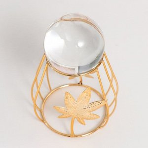 Сувенир интерьерный металл, стекло "Листья клёна и шар" d=6 см золото 9,5Х9Х14 см
