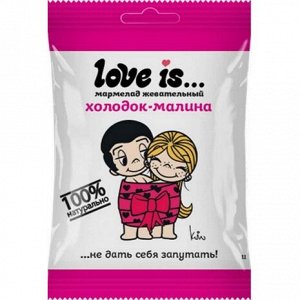 Жевательный мармелад в виде сердца Love is со вкусом холодок-малина / Лав Из 25 гр