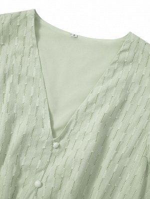Женское приталенное платье с коротким рукавом, цвет зеленый