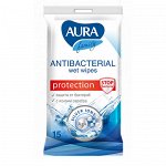 Аура Салфетки влажные Антибактериальные Aura 15 шт Коттон Клаб