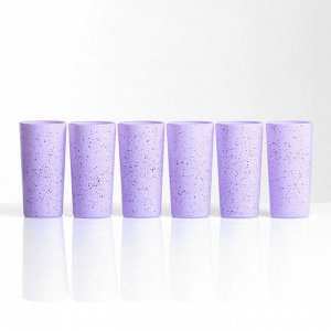 Стаканы, 200 мл, стекло, фиолетовые, набор 6 шт