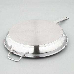 Сковорода «Общепит», d=40 см, толщина корпуса 0,8 мм, дно 3,5 мм, антипригарное покрытие, индукция, цвет металлик