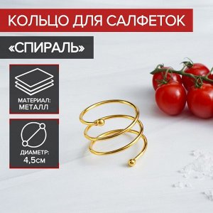 Кольцо для салфеток «Спираль», 4,5x4 см, цвет золотой