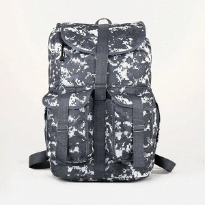 Рюкзак туристический, 55 л, отдел на шнурке, 3 наружных кармана, цвет серый/камуфляж