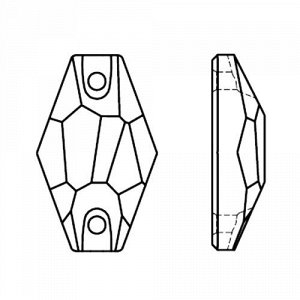 Стразы пришивные ромб Crystal AB 17x28 мм