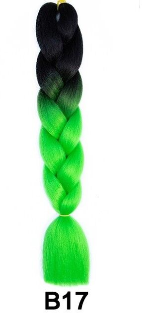 Канекалон коса 60см, омбре от черного до зеленого