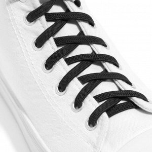 Шнурки для обуви, пара, плоские, с фиксатором, эластичные, d = 6 мм, 100 см, цвет чёрный