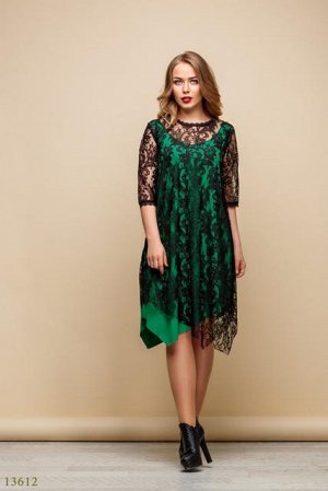 Женское платье большого размера Флоренция зеленый черный