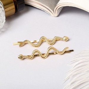 Невидимка для волос "Либерти" (набор 2 шт) змеи, 6,5 см, золото