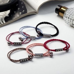 Резинки для волос «Делия», набор 6 шт., бусинки блеск, 5 см