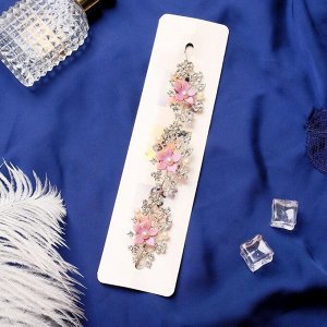 Аксессуар для волос "Моника" (на невидимках) сиреневые цветы, 20 см, серебро