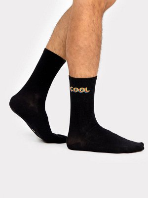 Высокие мужские носки черного цвета с надписью (1 упаковка по 5 пар)