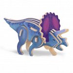 Пазл деревянный 3D. Трицератопс. Серия Мини-животные. Размер 11,5х18,5 см. ГЕОДОМ