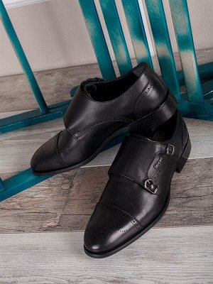 Мужские туфли в стиле классика/ Монки мужские  1512-55-L1 Черный