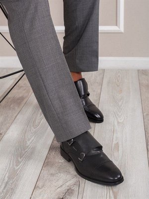 Мужские туфли в стиле классика/ Монки мужские  1512-55-L1 Черный