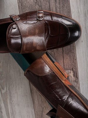 Мужские туфли в стиле классика/ Монки мужские  1509-51-00 Шоколад