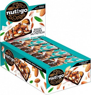 Nut&Go Батончик Миндалём, кокос, карамель 18 шт по 36 г