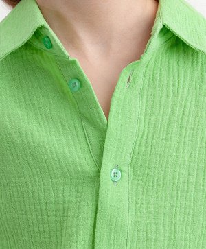 Рубашка муслиновая с коротким рукавом зеленая Button Blue