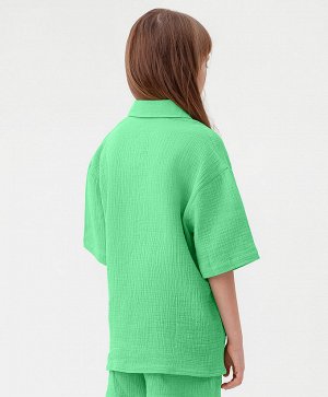 Рубашка муслиновая с коротким рукавом зеленая Button Blue