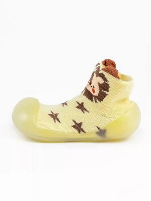Ботиночки носочки  детские Amarobaby First Step Animals желтые, с дышащей подошвой