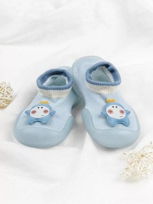 Ботиночки носочки  детские Amarobaby First Step Pure Star голубые, с дышащей подошвой