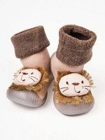 Ботиночки носочки детские Amarobaby First Step Fancy бежевые, с дышащей подошвой, размер 22