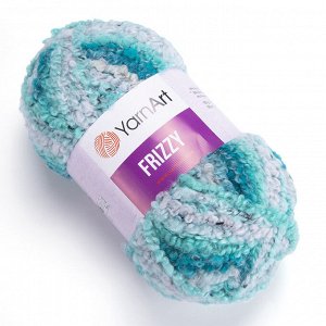 Пряжа YarnArt Frizzy  №417 белый/голубой/бирюза