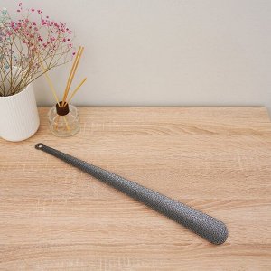Ложка для обуви Доляна, с кольцом, металлическая, 45x5 см, покрытие антик серебро