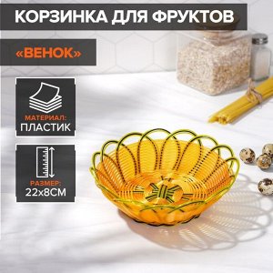 Корзинка для фруктов и хлеба Доляна «Венок», 22?8 см, цвет золотистый