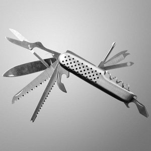 Нож швейцарский "Дорожный" 12в1 рукоять перфорированная