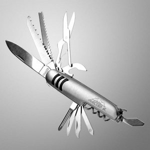 Нож швейцарский "Спасатель" 12в1, серебристый
