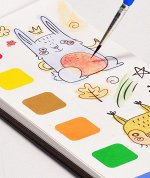 Детская акварельная книжка-раскраска со встроенными красками и кисточкой, 20 листов