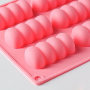 Форма для выпечки Доляна «Сладости. Бабл», силикон, 12 ячеек, 28x16x2 см, цвет розовый