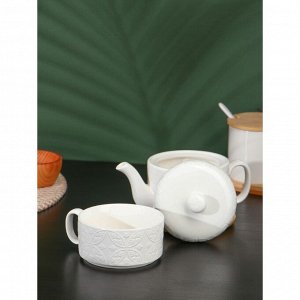 Набор фарфоровый чайный BellaTenero «Орнамент», 2 предмета: чайник 400 мл, кружка 280 мл, цвет белый