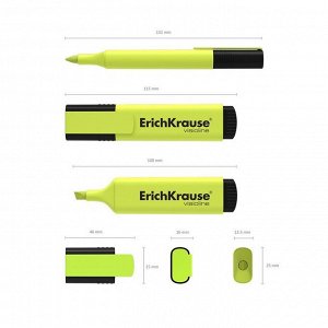 Маркер текстовыделитель ErichKrause Visioline V-21, 0,6-5,0 мм, чернила на водной основе, жёлтый