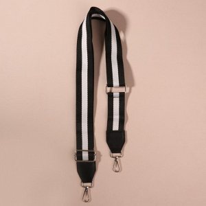 Ручка для сумки, стропа с кожаной вставкой, 140 x 3,8 см, цвет чёрный/белый