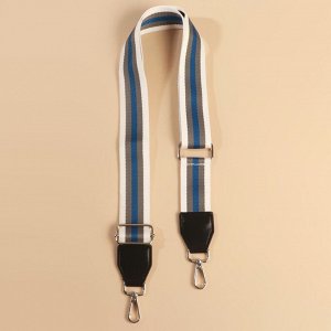 Ручка для сумки, стропа с кожаной вставкой, 140 x 3,8 см, цвет белый/серый/синий