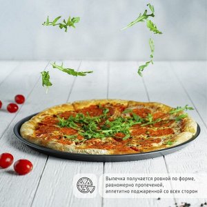 Форма для пиццы Доляна «Жаклин», d=35 см, антипригарное покрытие, цвет чёрный